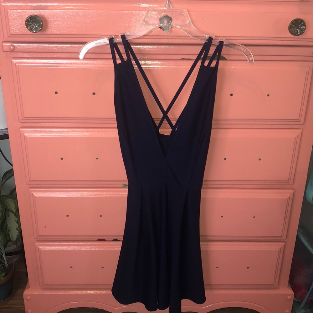 Navy blue Marilyn Monroe style low cut dress
